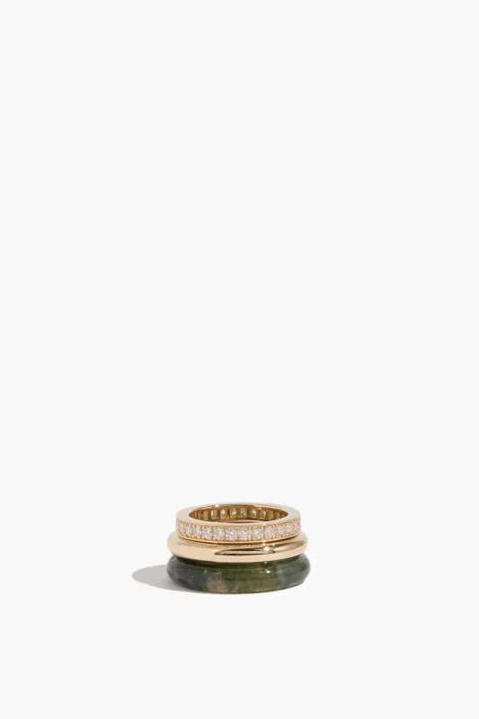 Kalahari Ring Stack in Moss Agate made by By Pariah