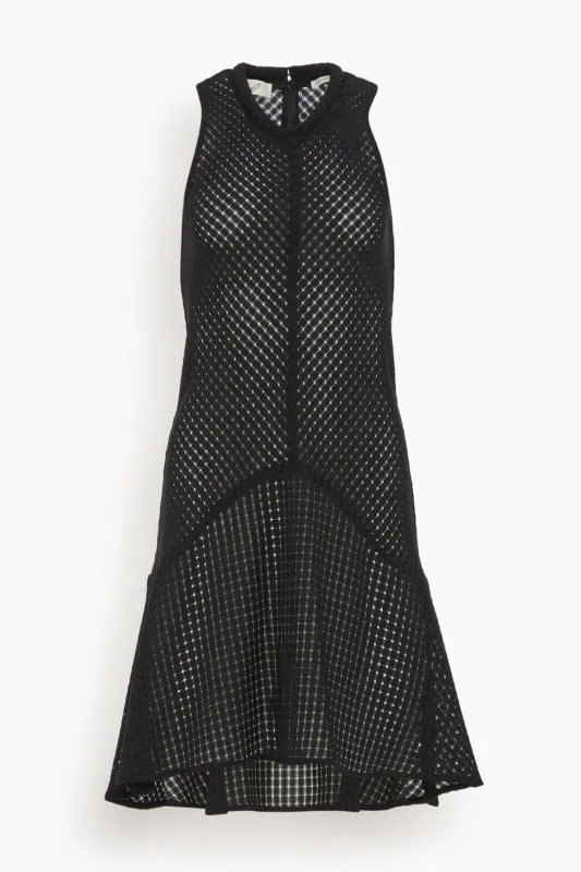 Shield Organic Cotton Check Mini Dress in Black made by Bite Studios