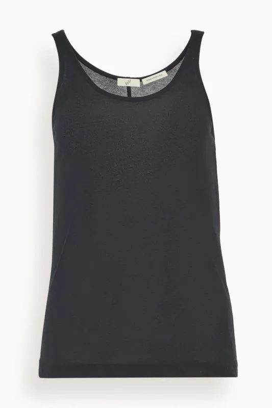 Luca Organic Cotton Sheer Tank Top in Black sold by Hampden Clothing