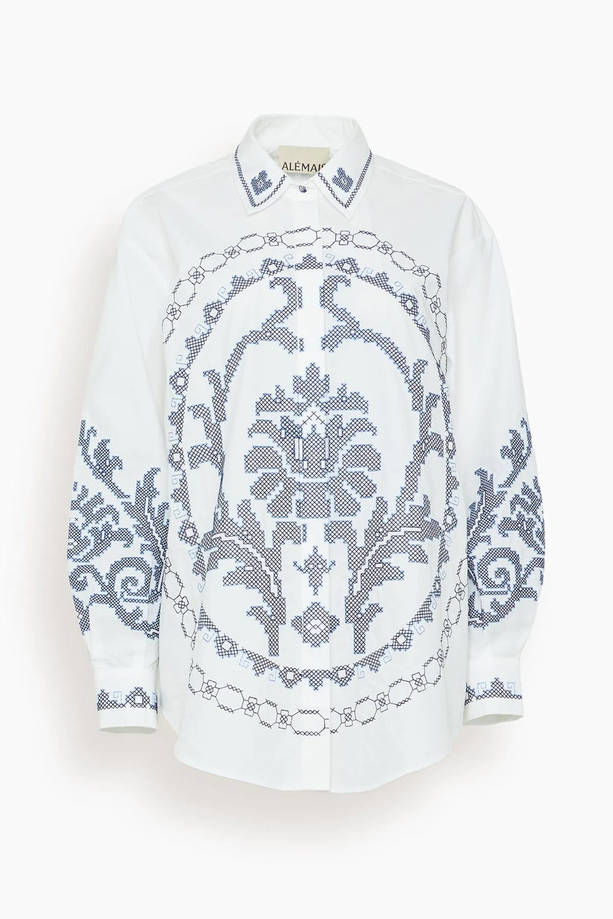 Hazel Embroidered Shirt in White sold by Hampden Clothing