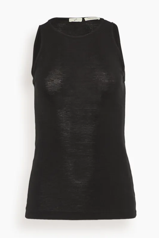 Fine Wool Tank Top in Black sold by Hampden Clothing