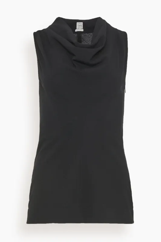Cowl-Neck Top in Black sold by Hampden Clothing