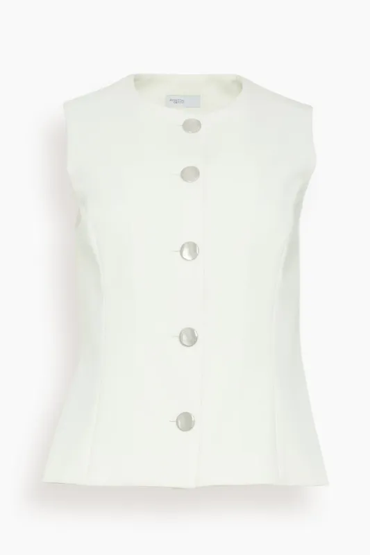 Sleeveless Button Front Top in White made by Rosetta Getty