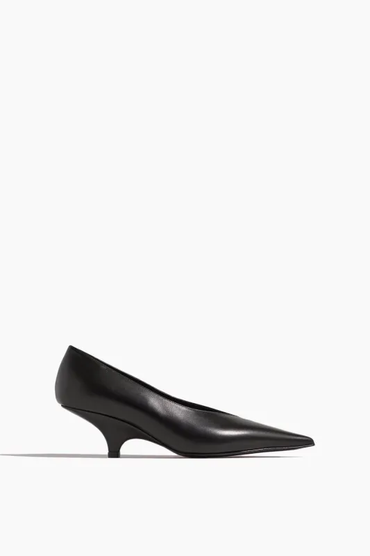 The Leather Wedge-Heel Pump in Black made by Toteme