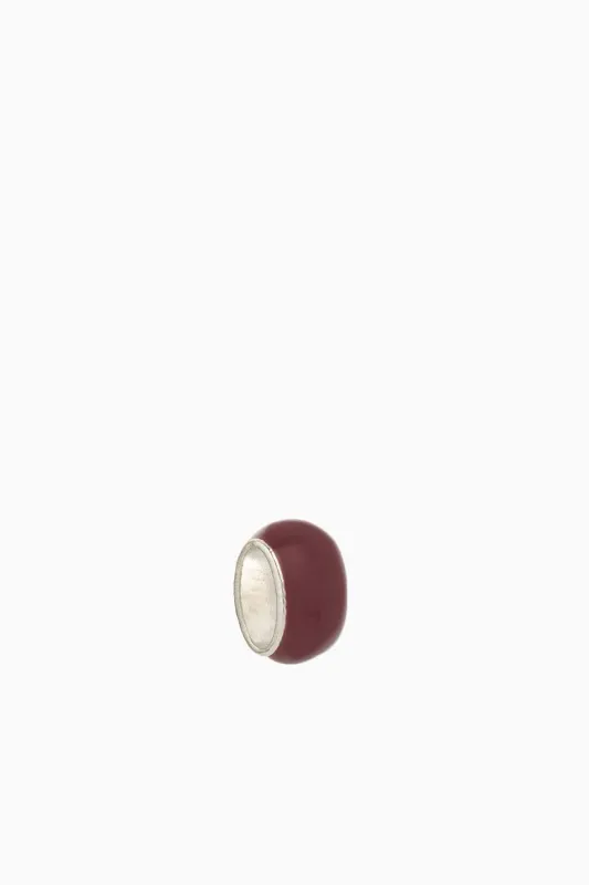 Wide Maroon Enamel Bead in Sterling Silver sold by Hampden Clothing