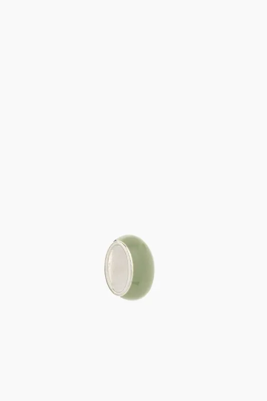 Wide Olive Green Enamel Bead in Sterling Silver sold by Hampden Clothing