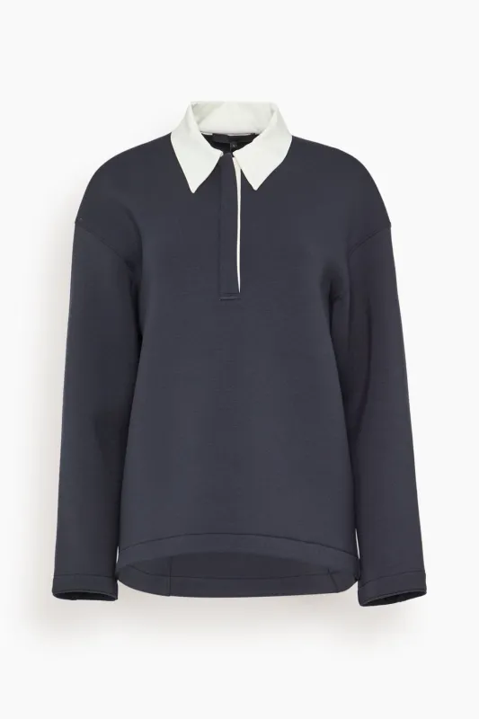 Bonded Viscose Sculpted Polo in Dark Navy sold by Hampden Clothing