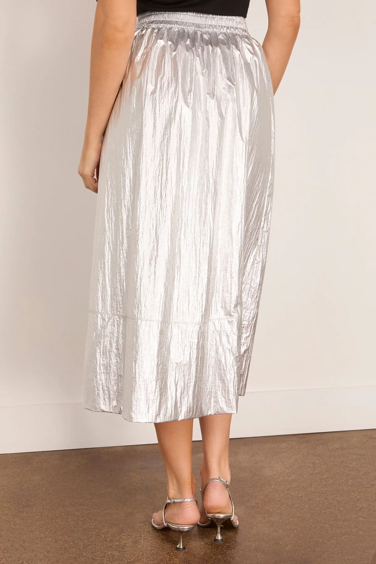 Metallic Nylon Pull On Full Skirt in Silver sold by Hampden Clothing product image thumbnail 4