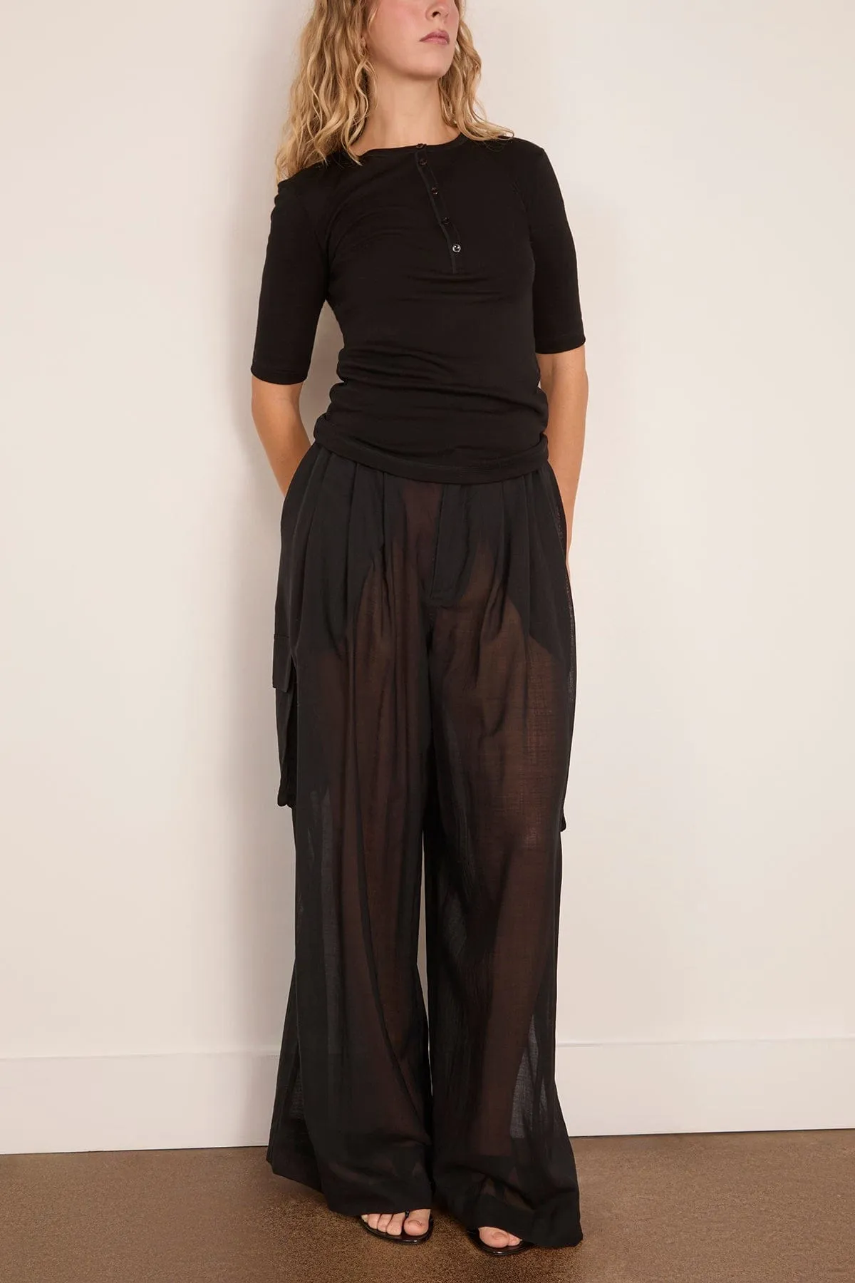 Leo Buttoned Rib Merino Top in Black sold by Hampden Clothing product image thumbnail 2