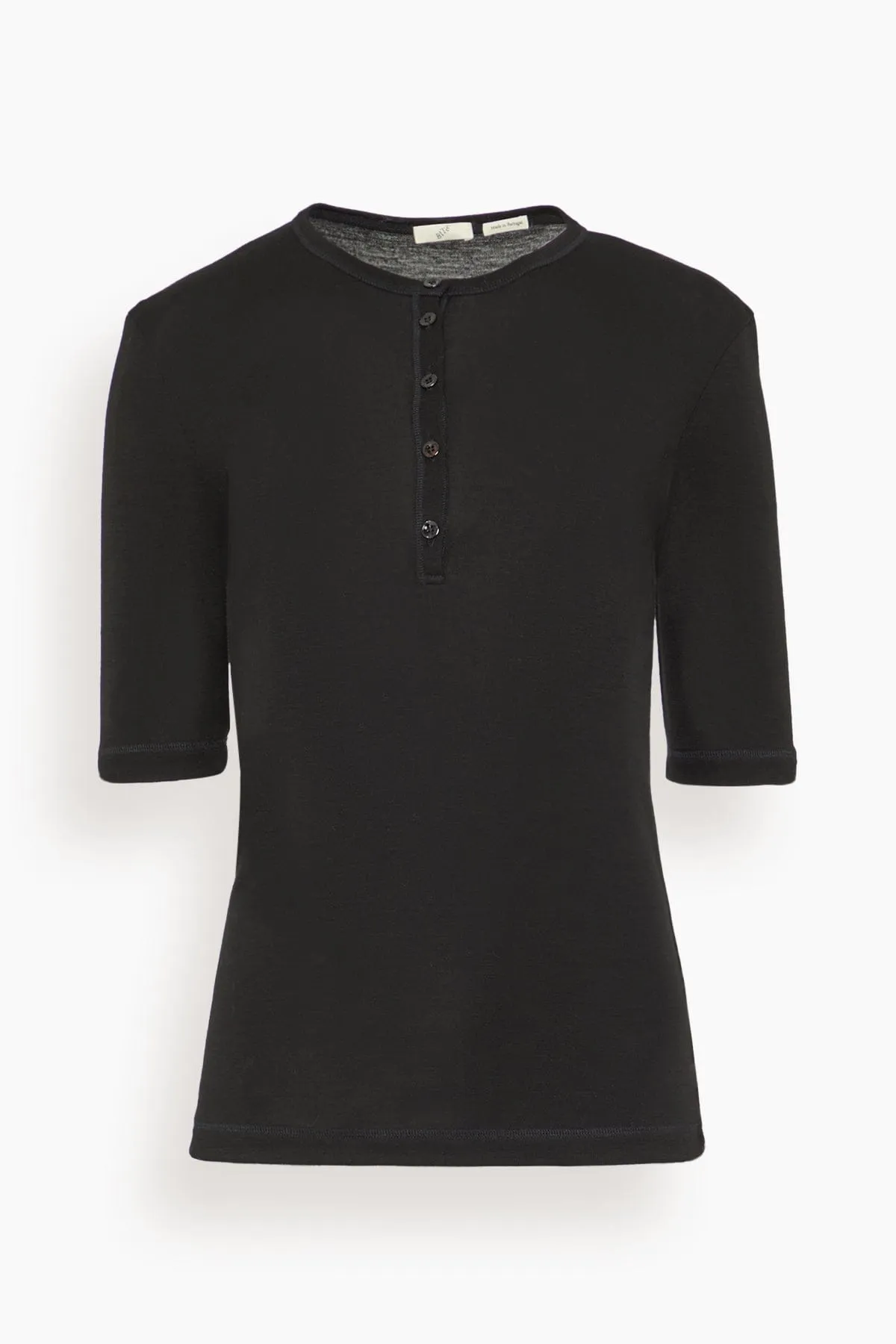 Leo Buttoned Rib Merino Top in Black sold by Hampden Clothing
