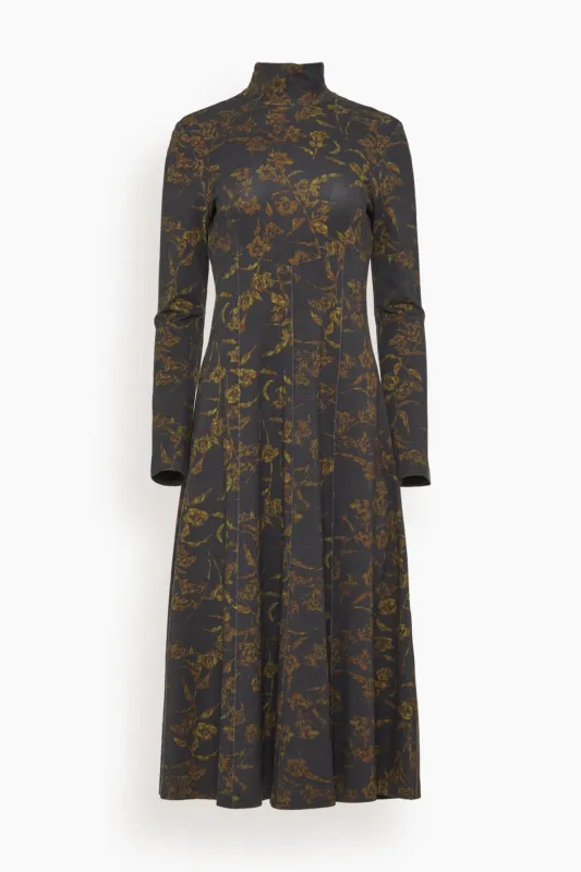 Thea Dress in Black Forest/Green Multi sold by Hampden Clothing