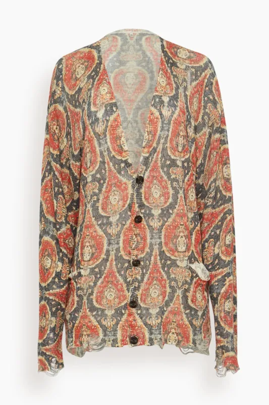 Printed Boyfriend Cardigan in Black/Red Multicolor made by R13