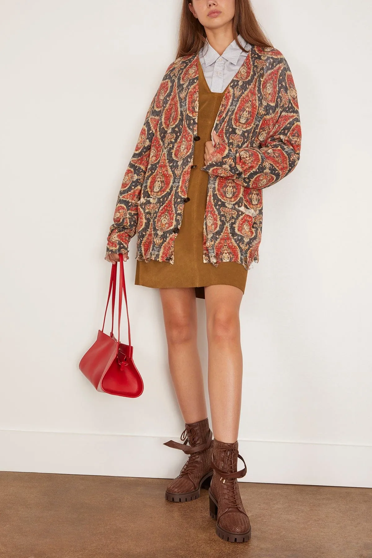 Printed Boyfriend Cardigan in Black/Red Multicolor sold by Hampden Clothing product image thumbnail 2