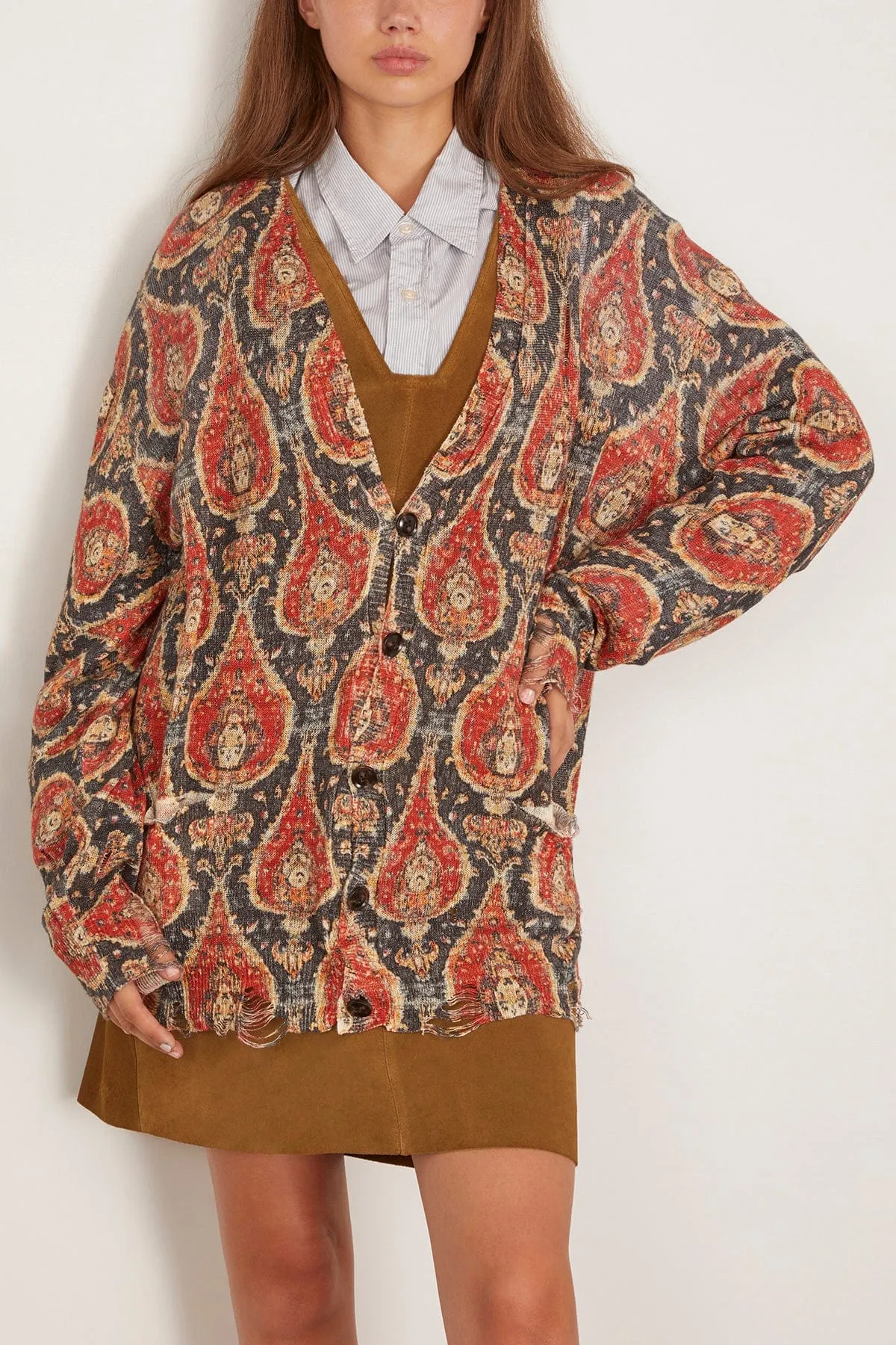 Printed Boyfriend Cardigan in Black/Red Multicolor sold by Hampden Clothing product image thumbnail 3
