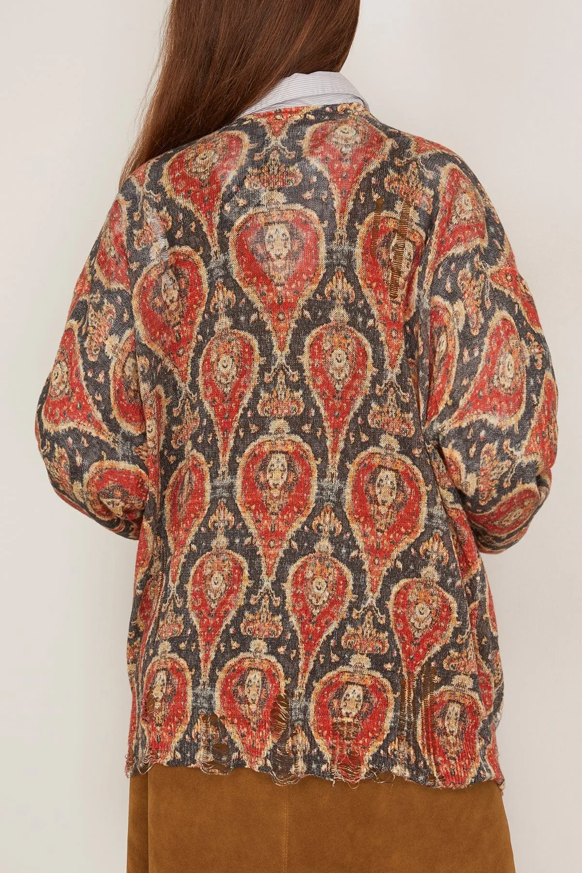 Printed Boyfriend Cardigan in Black/Red Multicolor sold by Hampden Clothing product image thumbnail 4