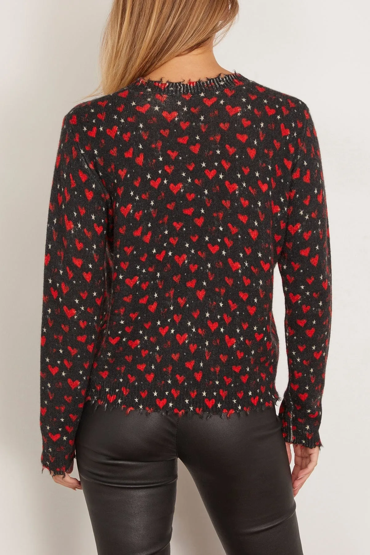 Printed Relaxed Crewneck Sweater in Red Hearts on Black sold by Hampden Clothing product image thumbnail 4