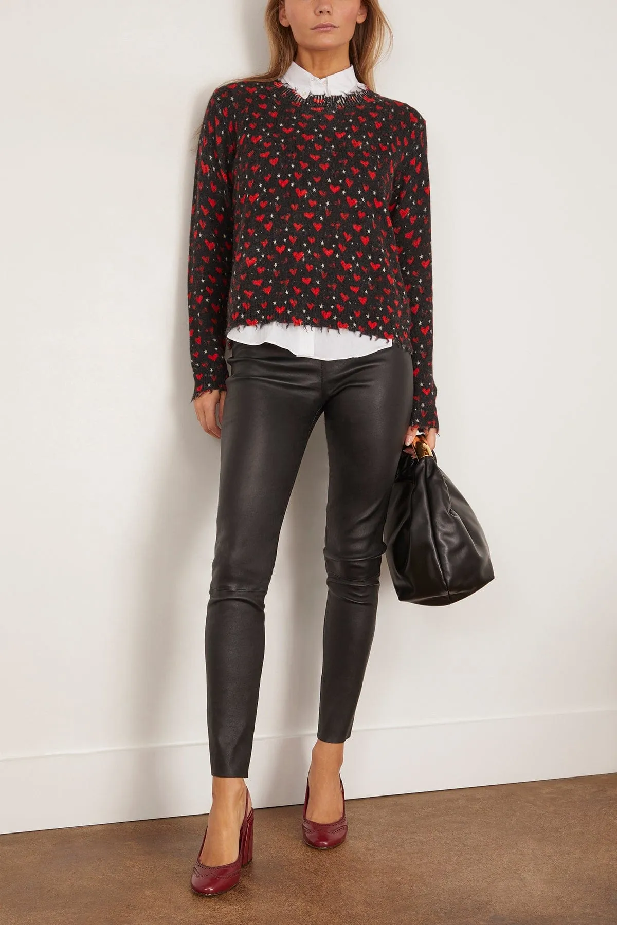 Printed Relaxed Crewneck Sweater in Red Hearts on Black sold by Hampden Clothing product image thumbnail 2