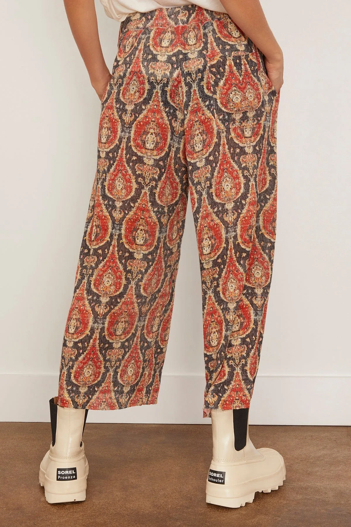 Printed Cropped Wide Leg Sweater Pants in Black/Red Multicolor sold by Hampden Clothing product image thumbnail 4