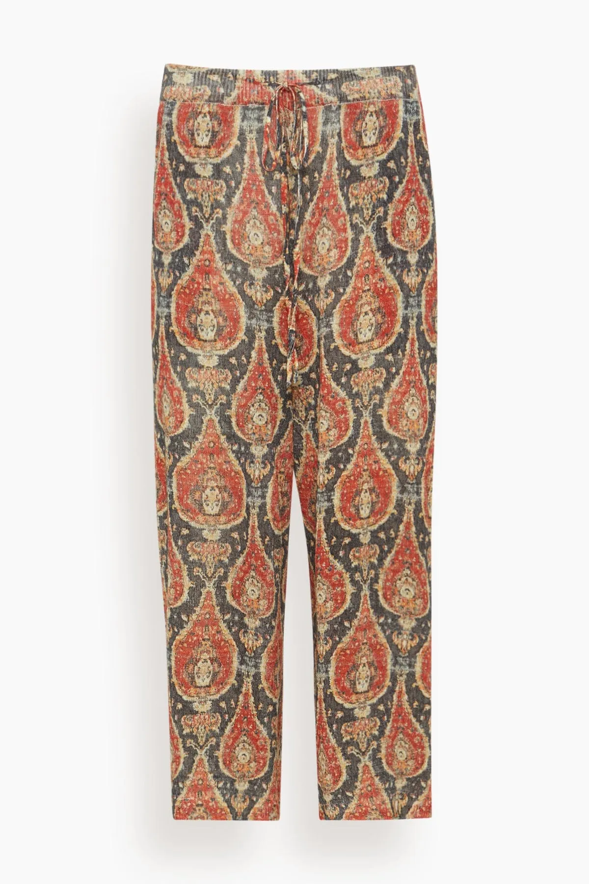 Printed Cropped Wide Leg Sweater Pants in Black/Red Multicolor sold by Hampden Clothing
