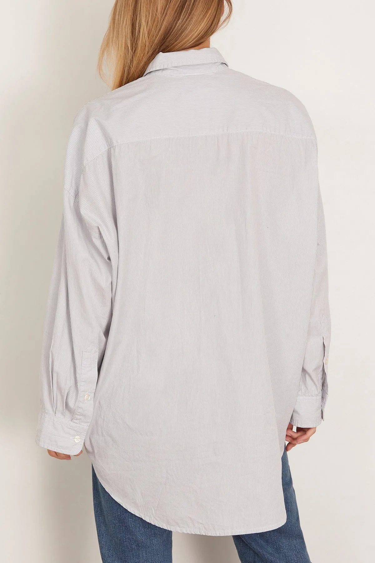 Drop Neck Oxford Shirt in Bluewhite Pinstripe sold by Hampden Clothing product image thumbnail 4