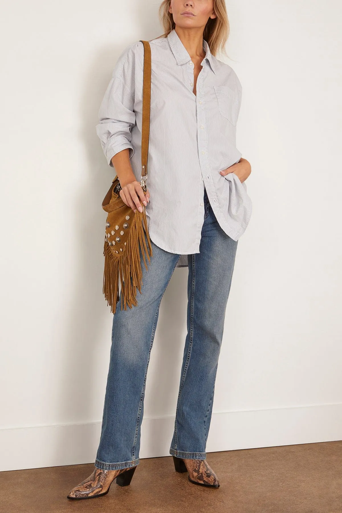 Drop Neck Oxford Shirt in Bluewhite Pinstripe sold by Hampden Clothing product image thumbnail 2