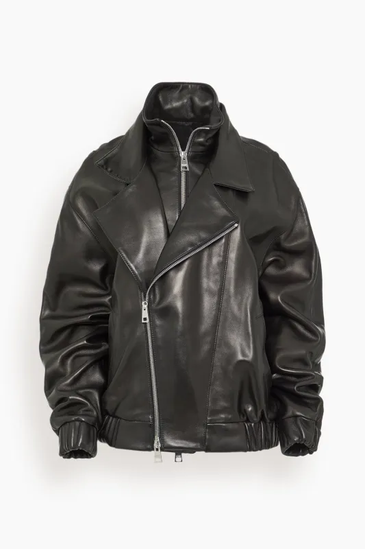 The Emmett Double Zip Leather Moto Jacket in Black sold by Hampden Clothing