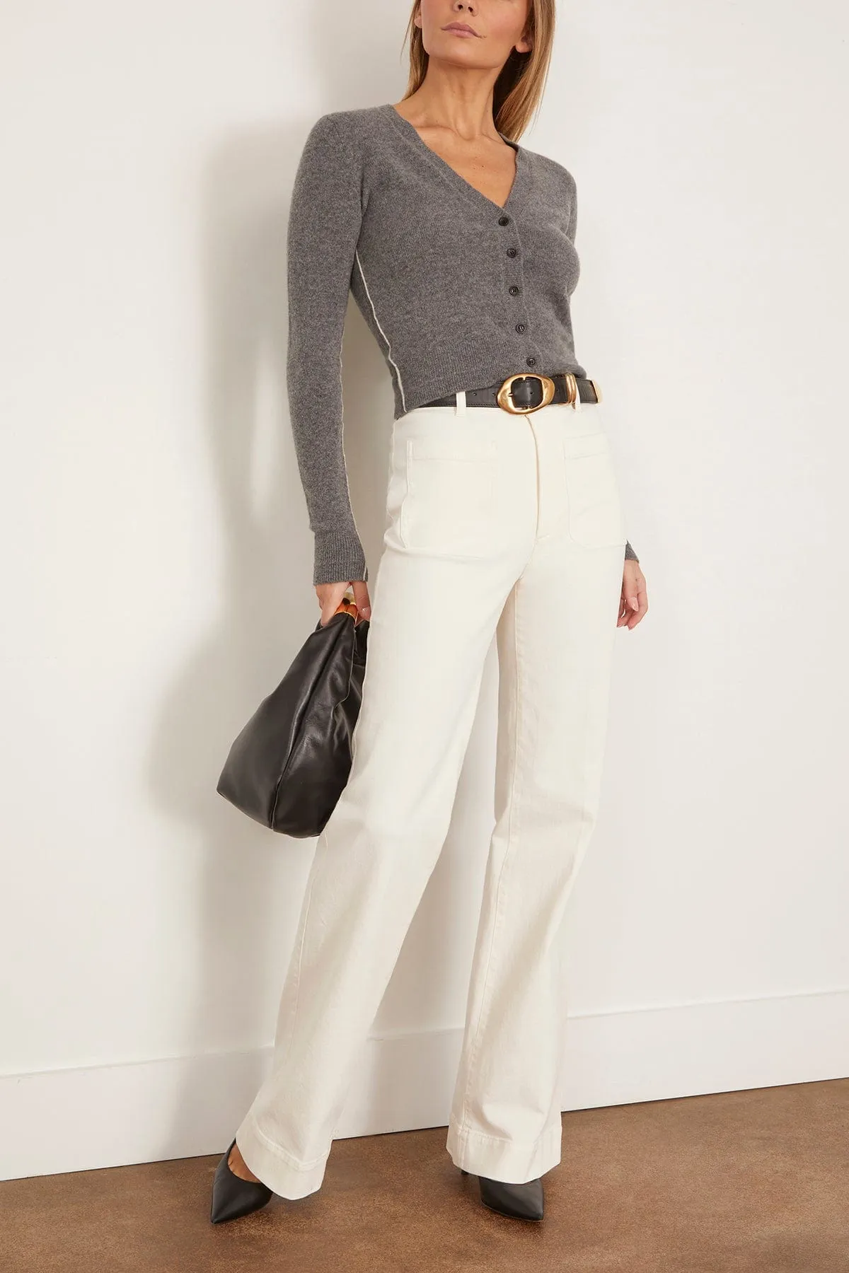 Shrunken V Cardigan in Medium Heather Grey sold by Hampden Clothing product image thumbnail 2