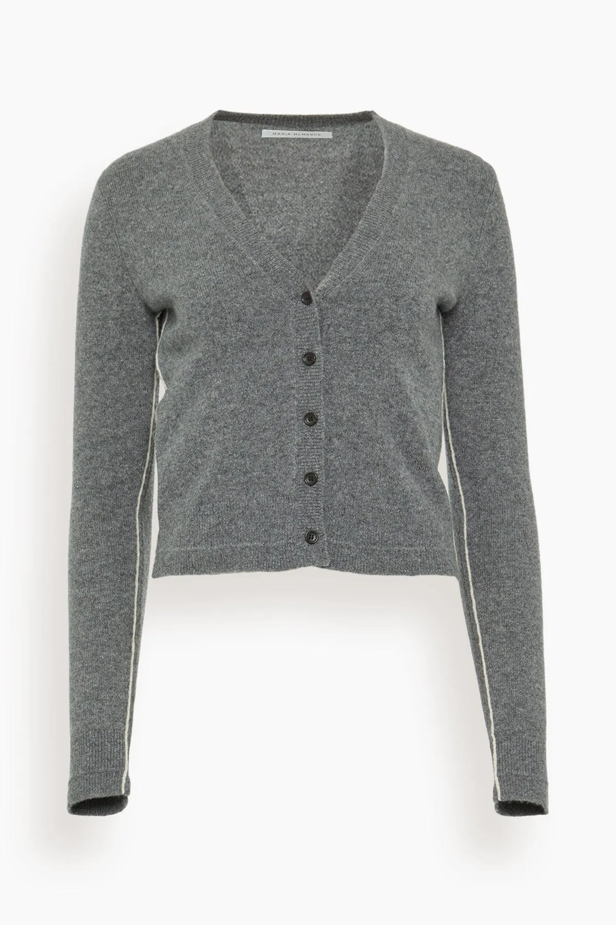 Shrunken V Cardigan in Medium Heather Grey sold by Hampden Clothing
