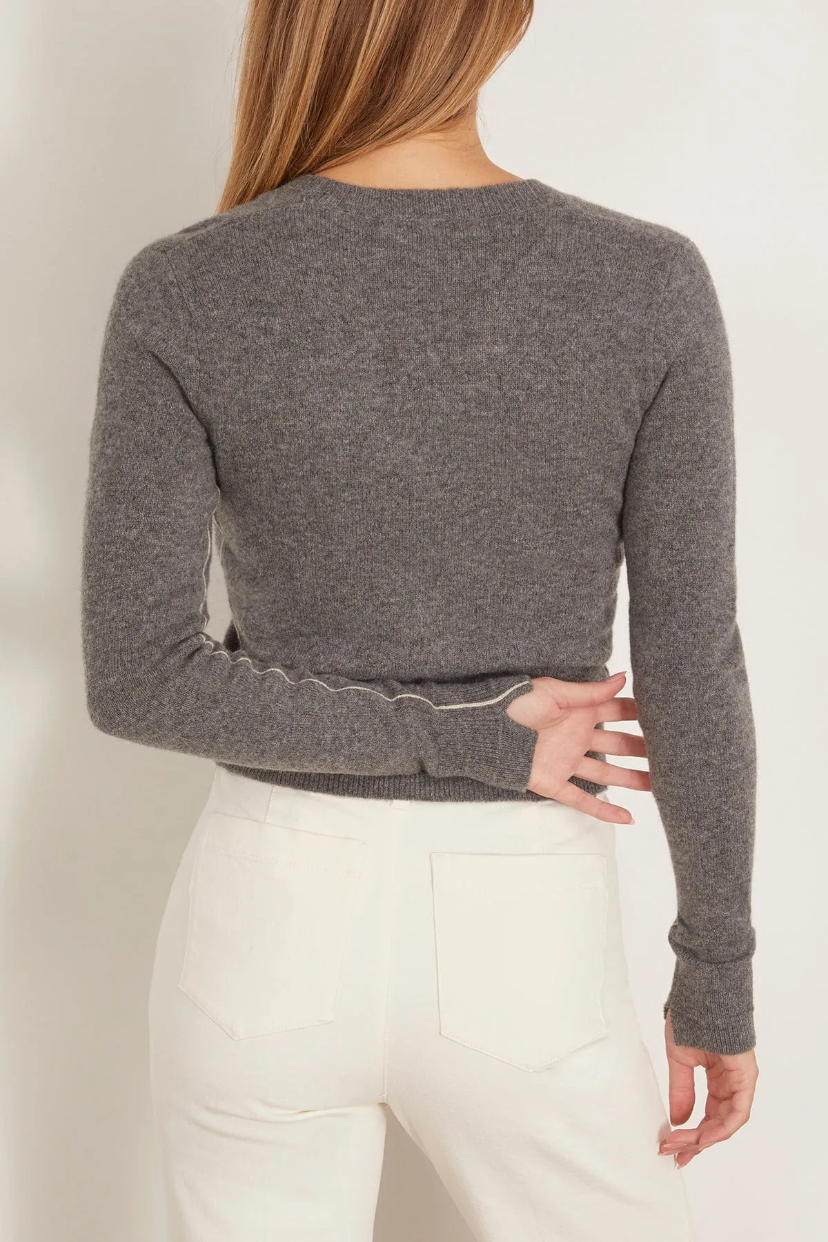 Shrunken V Cardigan in Medium Heather Grey sold by Hampden Clothing product image thumbnail 4