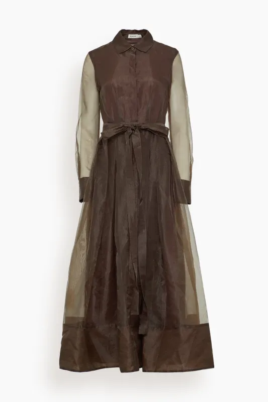 Montgomery Long Sleeve Button Up Midi Dress in Chocolate sold by Hampden Clothing
