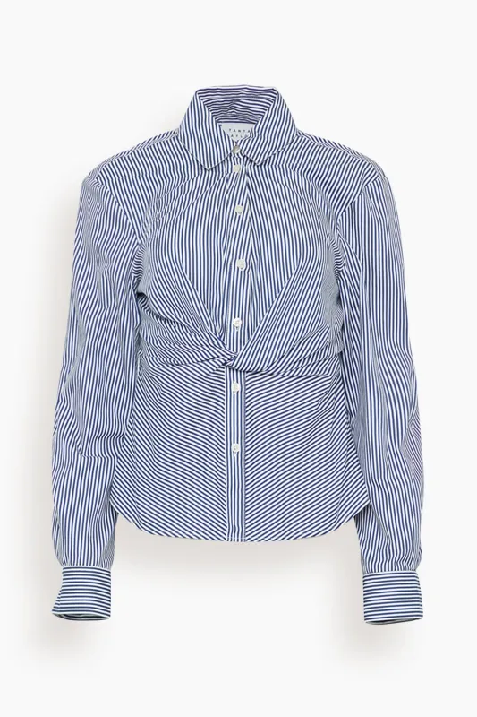 Long Sleeve Oakley Top in Blue/Optic White sold by Hampden Clothing