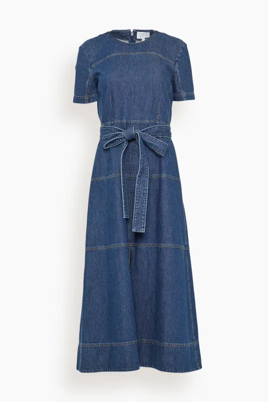 Ella Dress in Classic Indigo Blue sold by Hampden Clothing