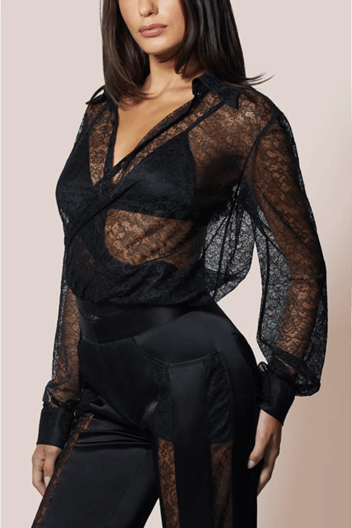 Petite Fleur Crossover Bodysuit in Black sold by Hampden Clothing product image thumbnail 3