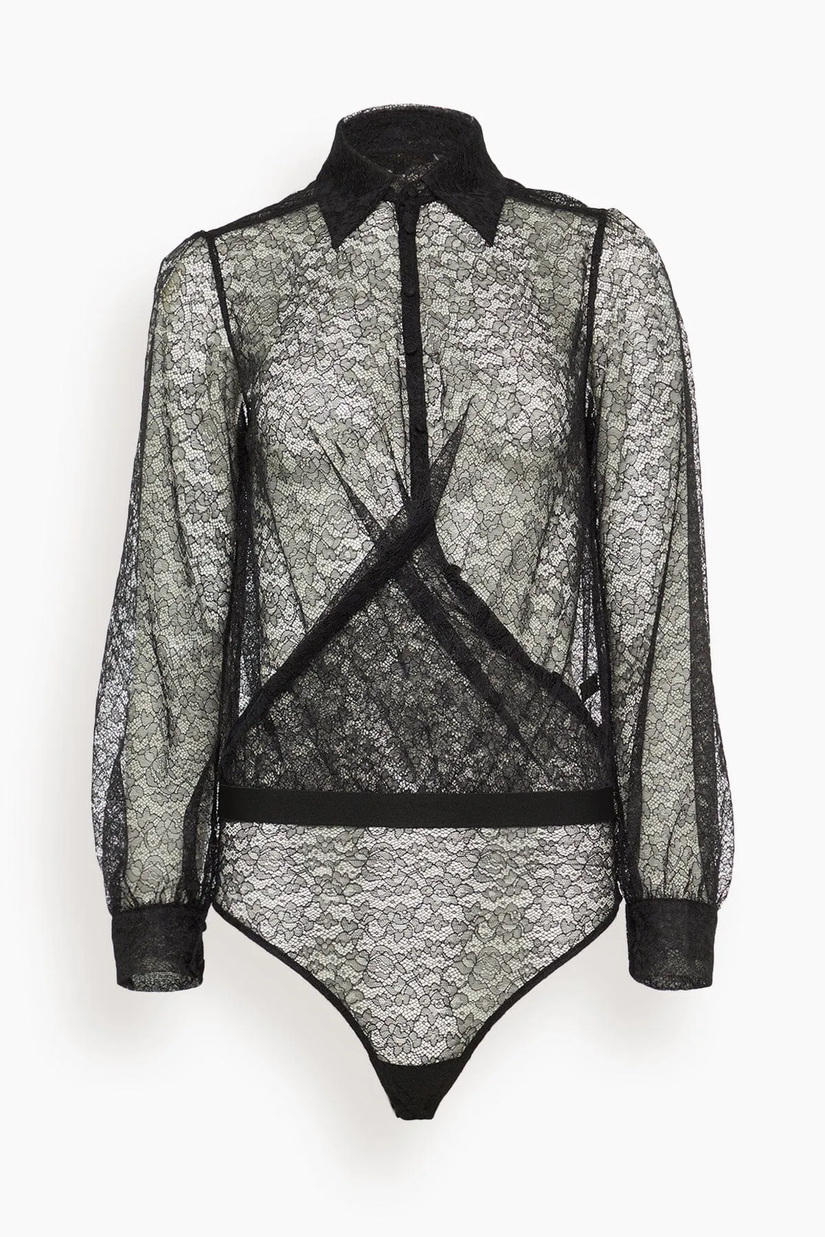 Petite Fleur Crossover Bodysuit in Black sold by Hampden Clothing