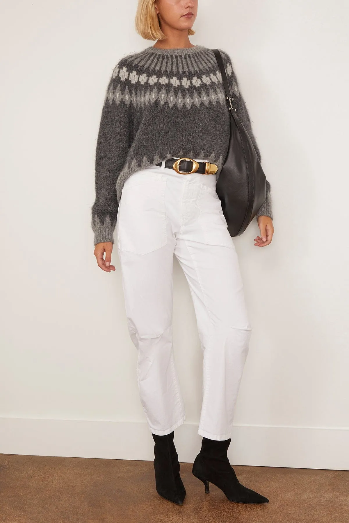Alena Sweater in Dark Grey Melange Fair Isle sold by Hampden Clothing product image thumbnail 2