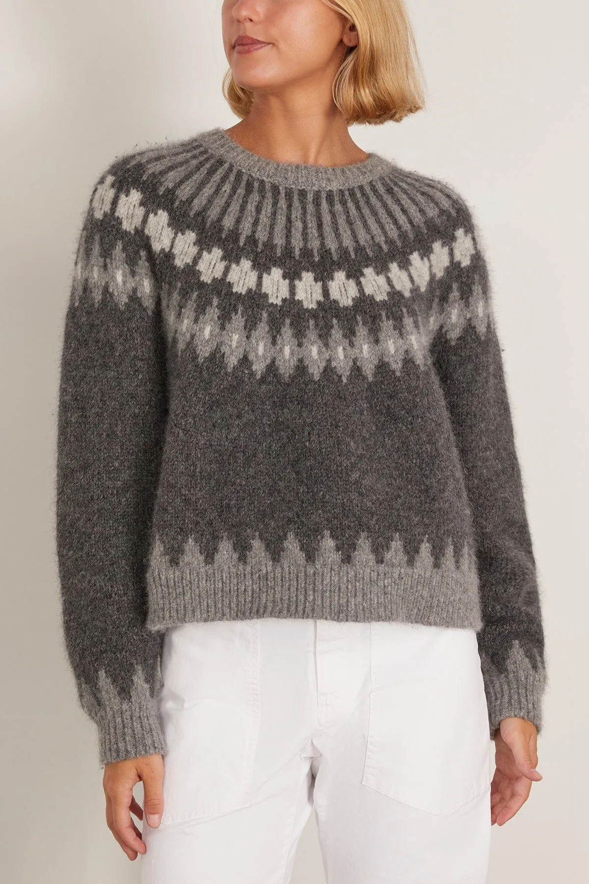 Alena Sweater in Dark Grey Melange Fair Isle sold by Hampden Clothing product image thumbnail 3
