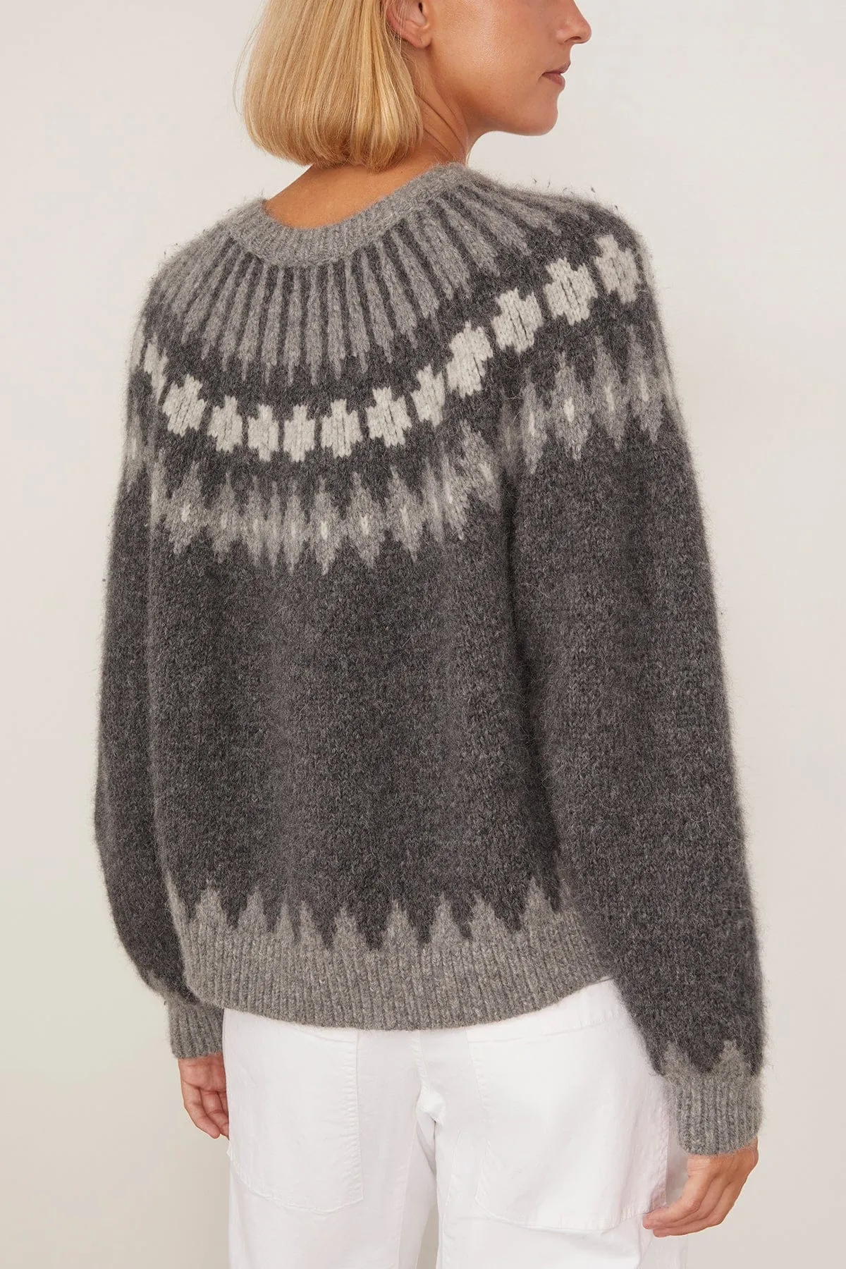 Alena Sweater in Dark Grey Melange Fair Isle sold by Hampden Clothing product image thumbnail 4