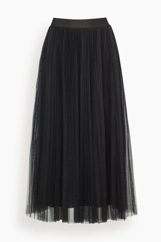 Tulle Soleil Plisse Skirt in Noir sold by Hampden Clothing