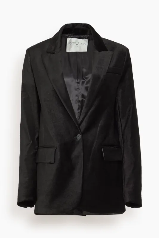 Stretch Velvet Masculine Jacket in Noir sold by Hampden Clothing