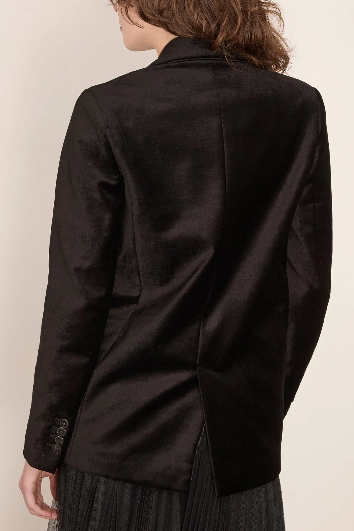 Stretch Velvet Masculine Jacket in Noir sold by Hampden Clothing product image thumbnail 4