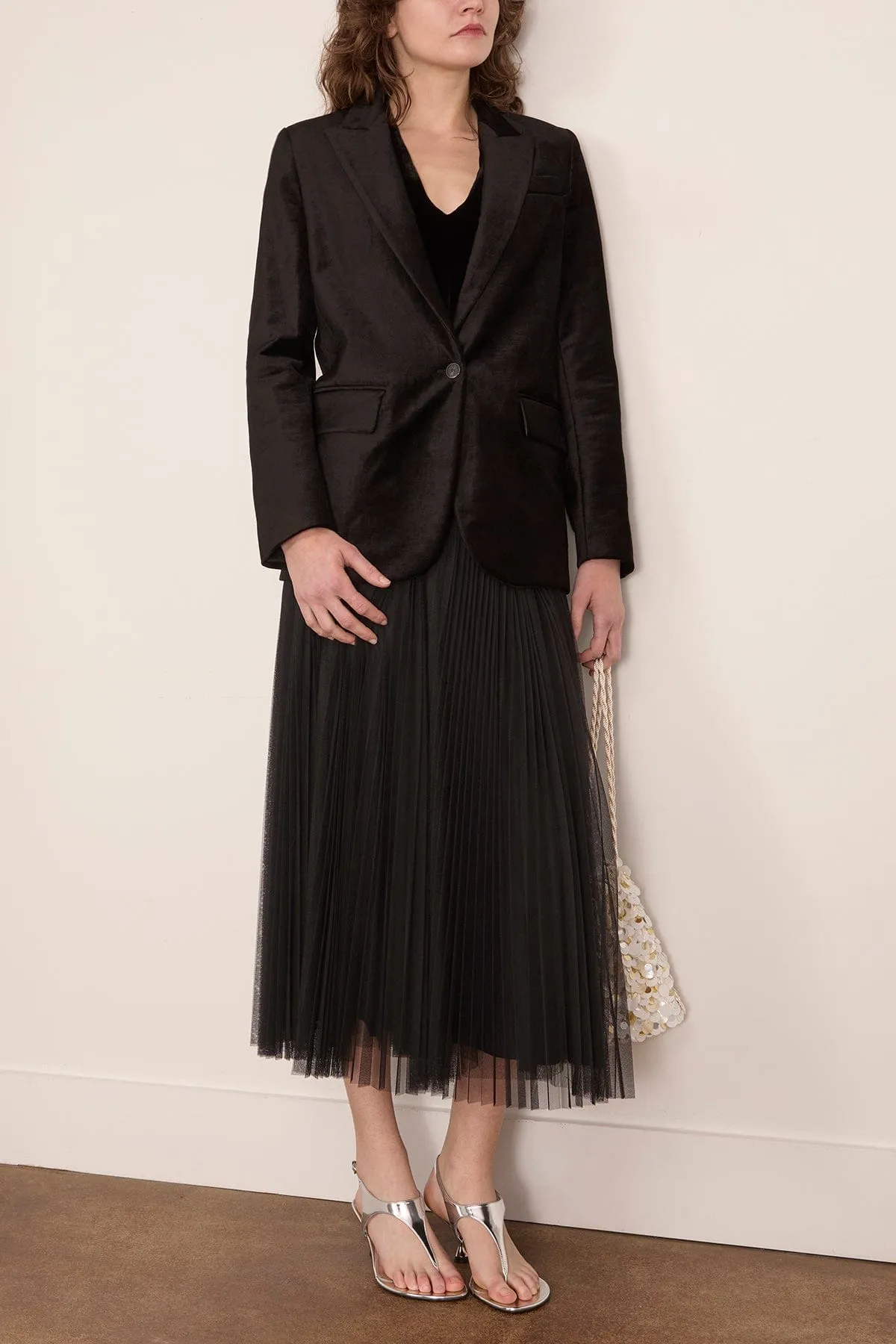 Stretch Velvet Masculine Jacket in Noir sold by Hampden Clothing product image thumbnail 2