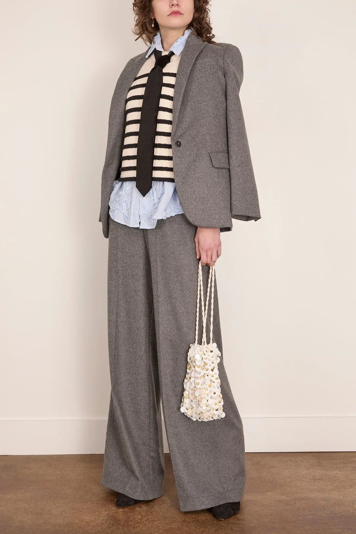 Wool Cloth Palazzo Pants in Grigio Melange sold by Hampden Clothing product image thumbnail 2