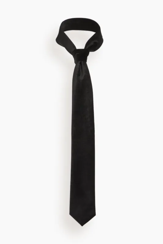 Cotton Viscose Chic Velvet Tie in Noir sold by Hampden Clothing