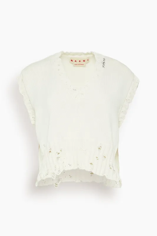 V-Neck Sweater Vest in Lily White made by Marni