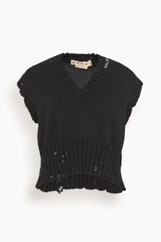 V-Neck Sweater Vest in Black made by Marni