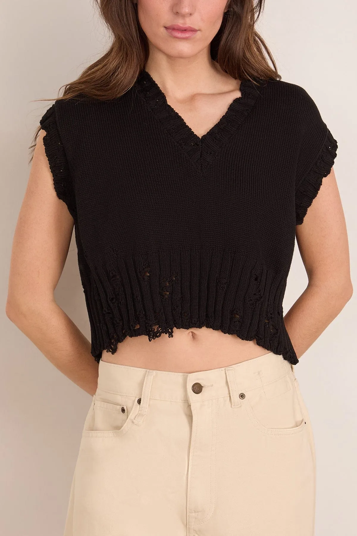 V-Neck Sweater Vest in Black sold by Hampden Clothing product image thumbnail 3