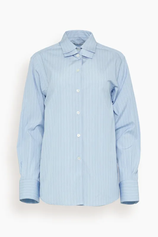 Double Collar Shirt in Blue Stripe made by Rohe