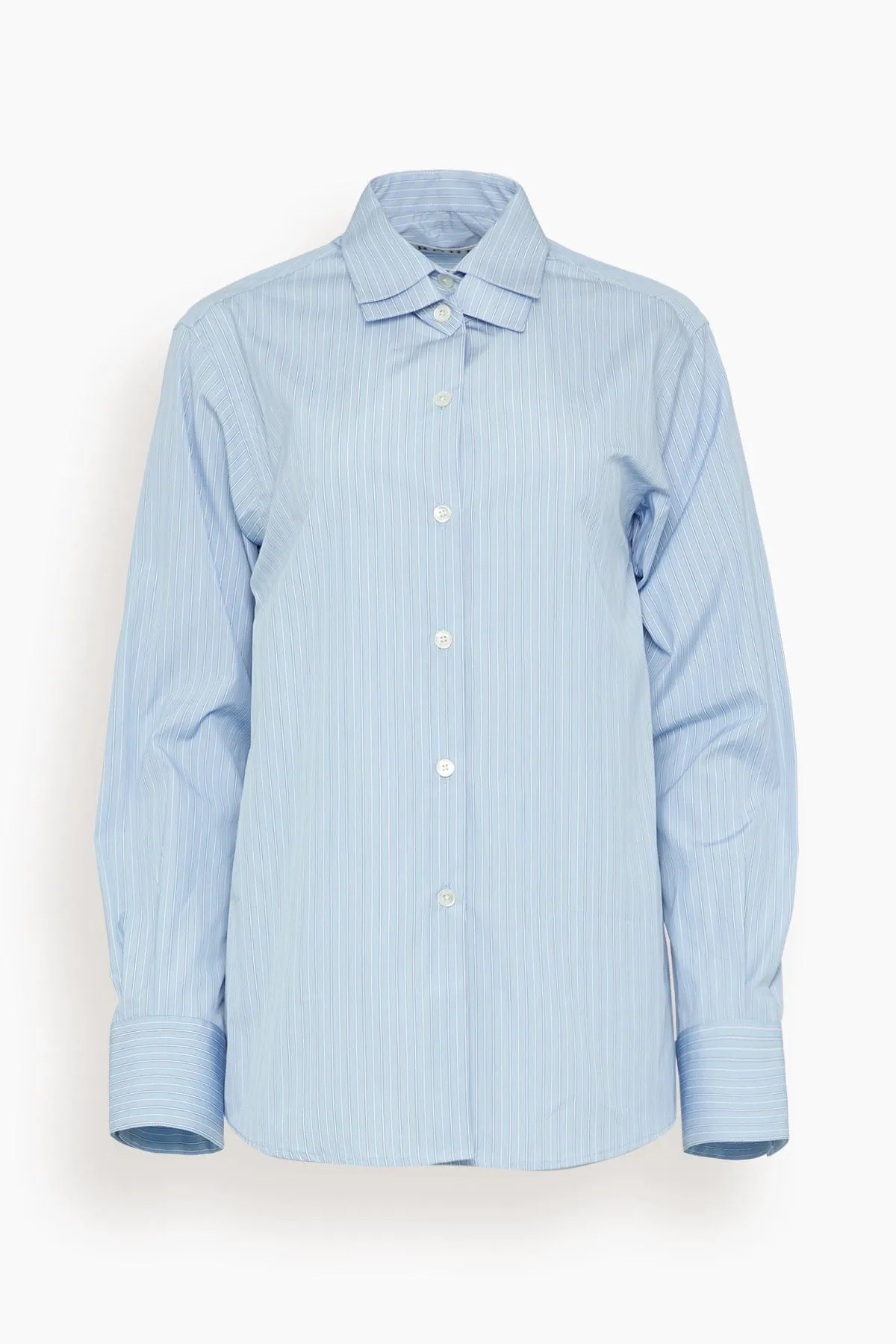 Double Collar Shirt in Blue Stripe sold by Hampden Clothing