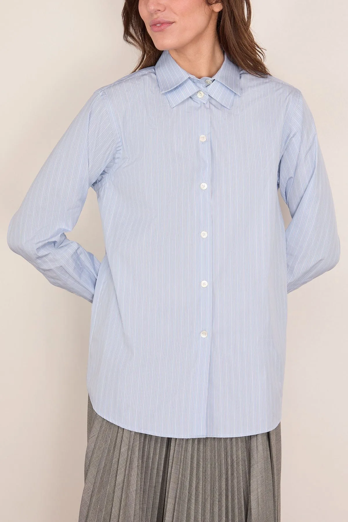 Double Collar Shirt in Blue Stripe sold by Hampden Clothing product image thumbnail 3