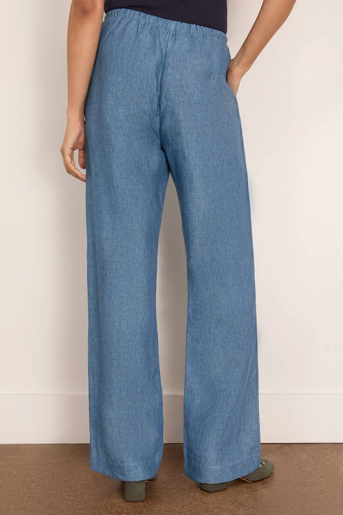 Relaxed Linen Trousers in Ocean Blue sold by Hampden Clothing product image thumbnail 4